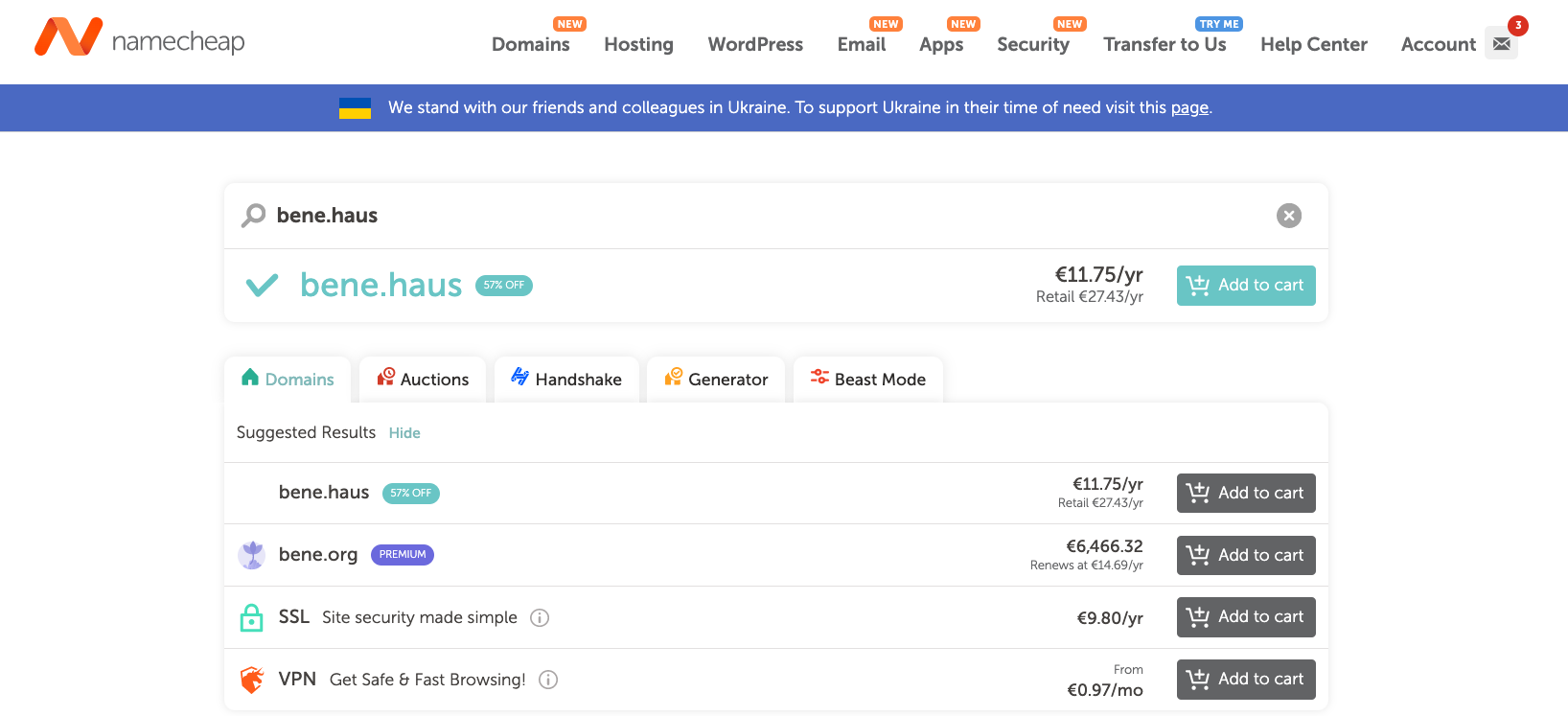 Namecheap domains